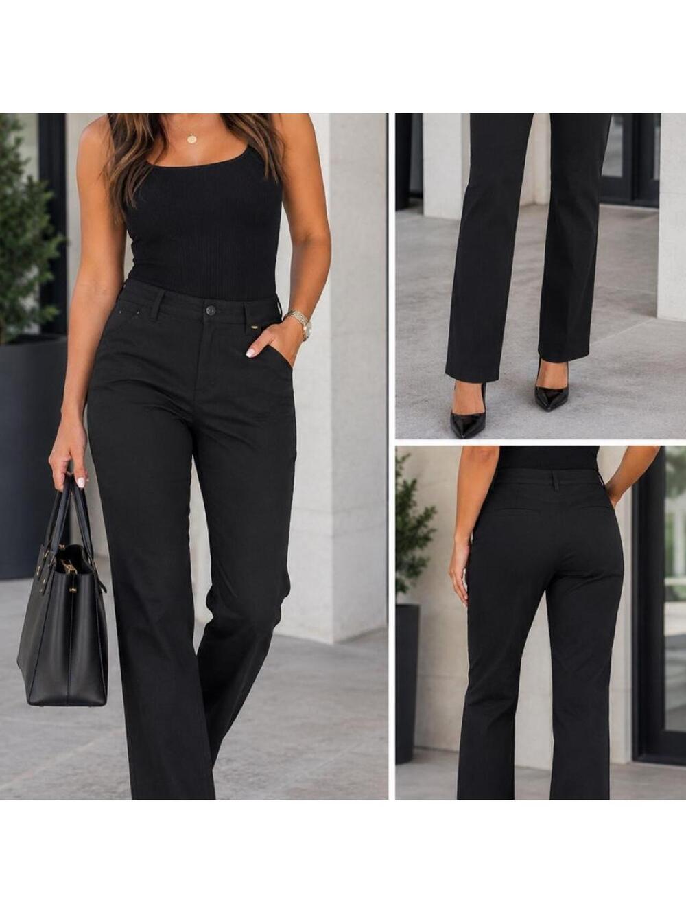 Lee Flex Motion Black Mid-Rise Trousers | Size 6 | Classic Workwear